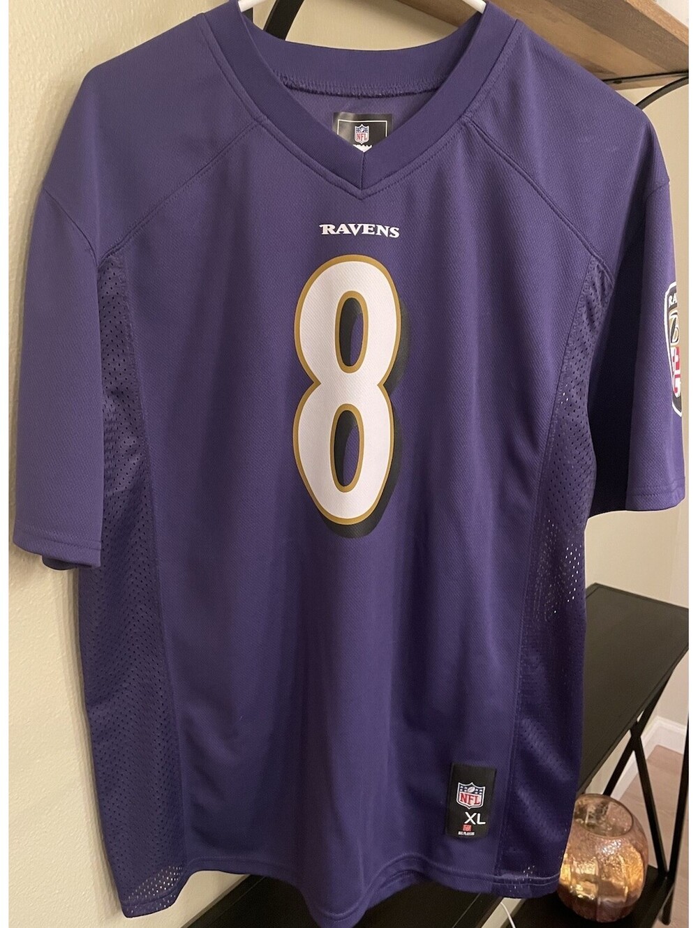NFL TeamApparel Youth XL Baltimore Ravens Lamar Jackson Authentic Purple Jersey